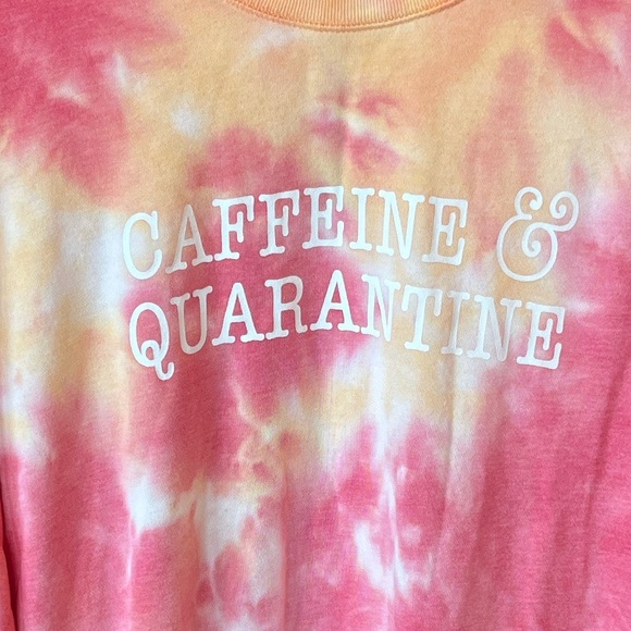Sweatshirt Womens Large Tie Dye Caffeine Modern Canvas Pink Peach Pullover - Picture 3 of 10